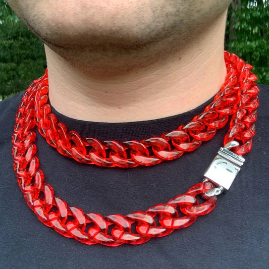 Red Acrylic Cuban Link Chain