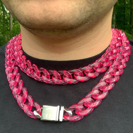 Pink Acrylic Cuban Link Chain