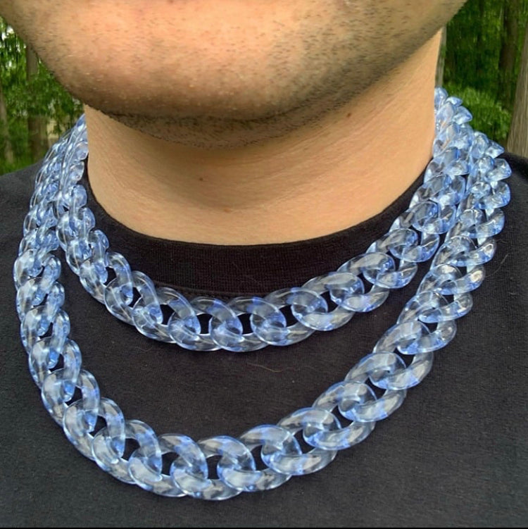 Blue Acrylic Cuban Link Chain