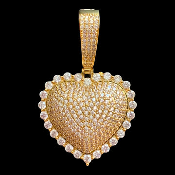 Iced Heart Pendant Gold