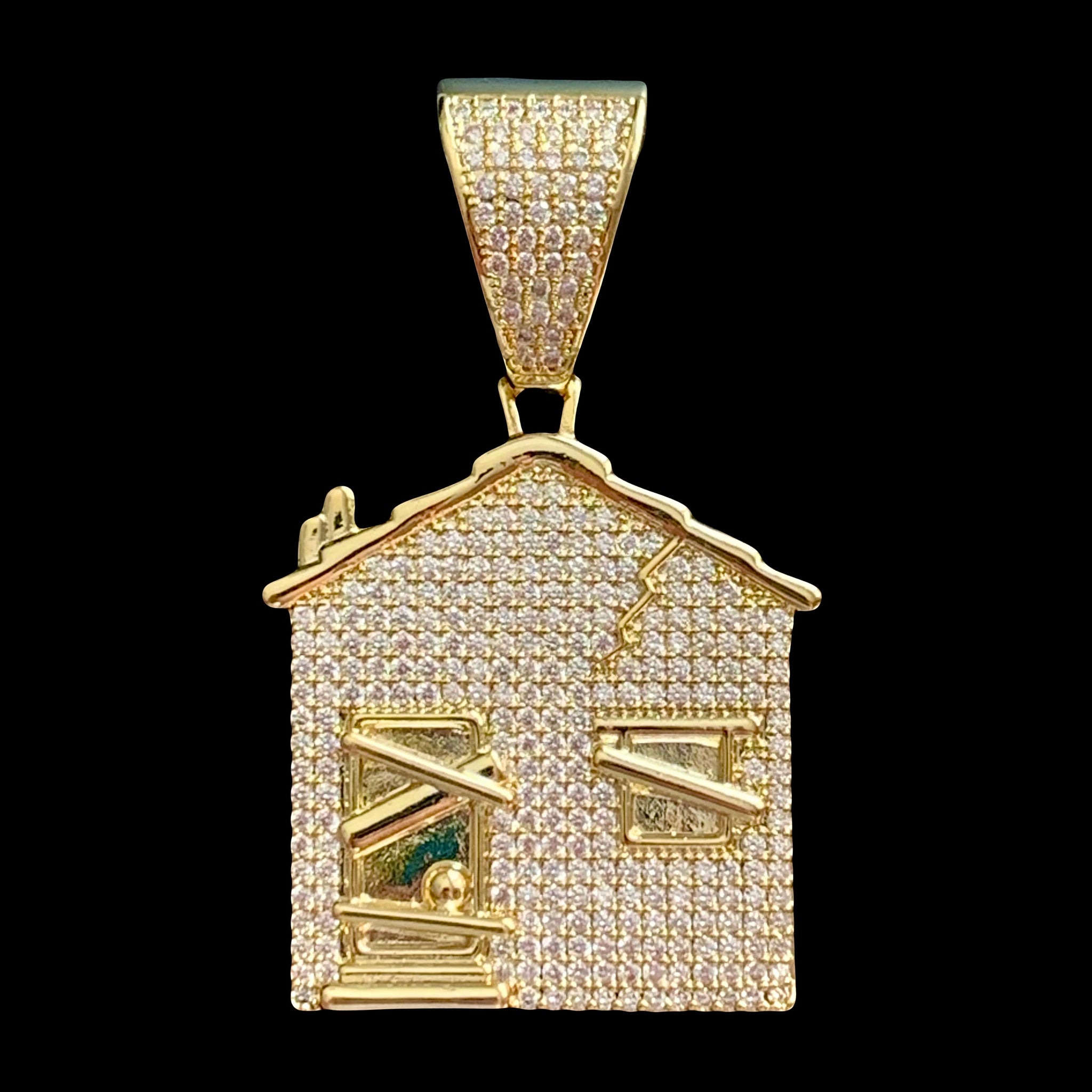 Iced House Pendant Gold