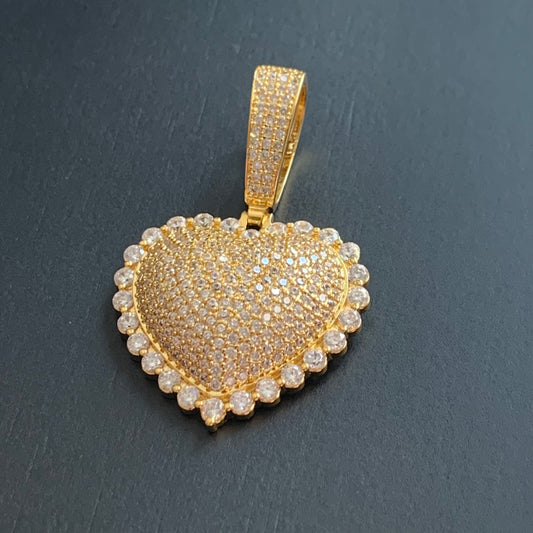 Iced Heart Pendant Gold