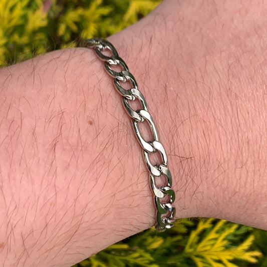 Silver Figaro Bracelet 6mm