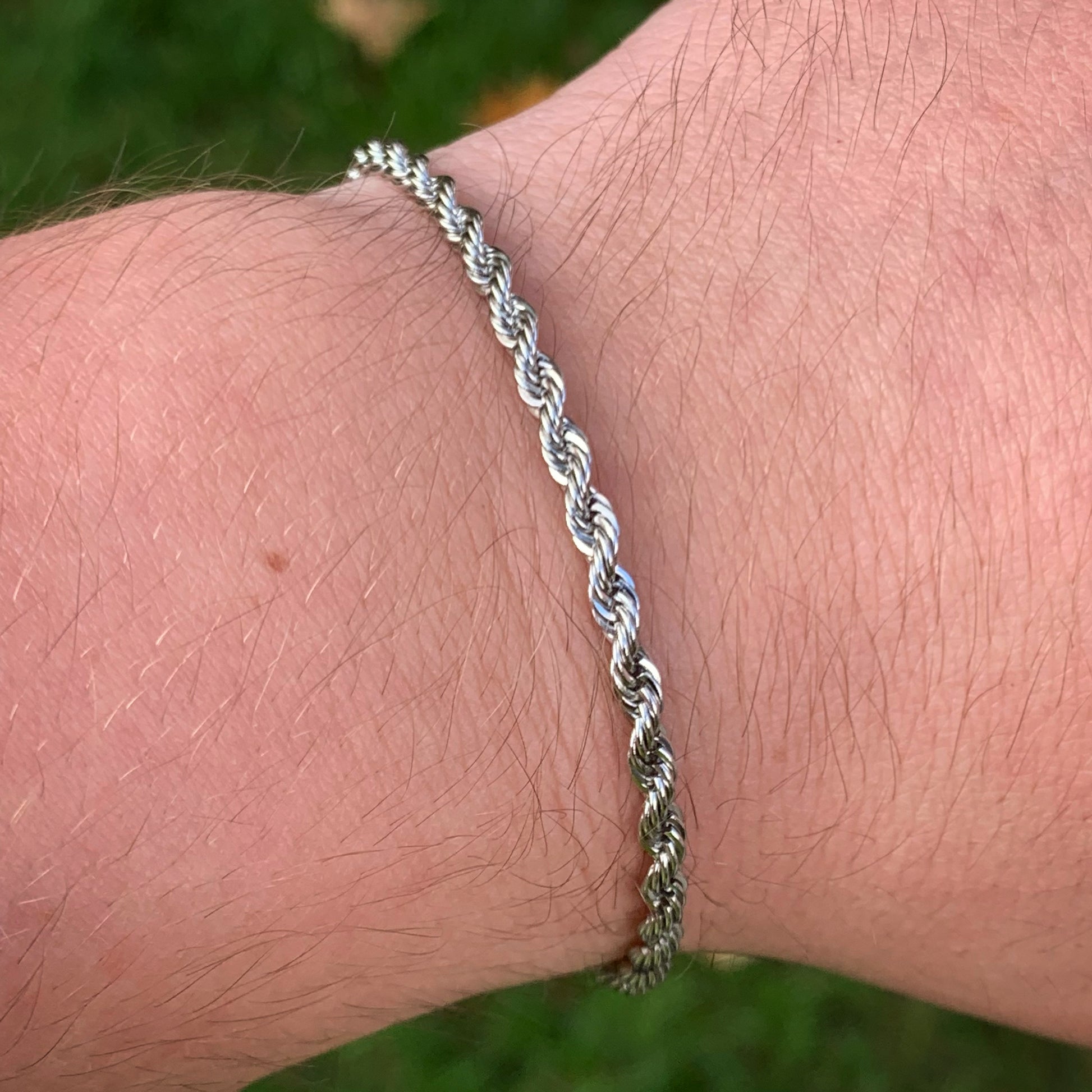 925 Sterling Silver 3mm Wide Men's Chain Bracelet