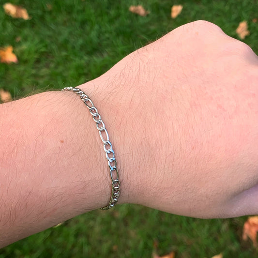 Silver Figaro Bracelet 3mm