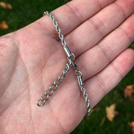 Silver Rope Bracelet 3mm