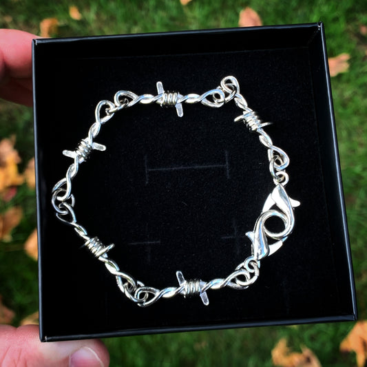 Silver Barbed Wire Bracelet